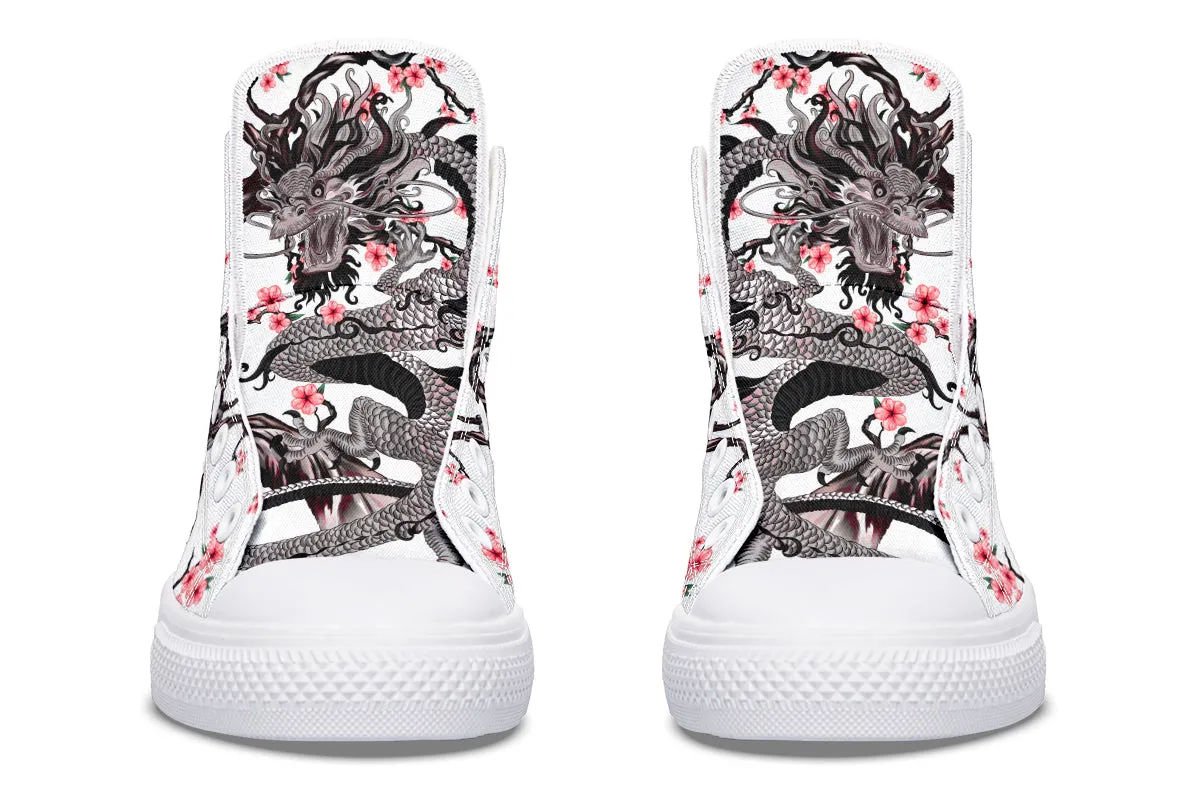 Dragon And Pink Cherry Blossom