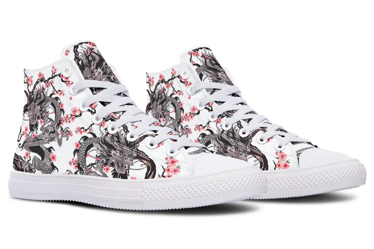 Dragon And Pink Cherry Blossom