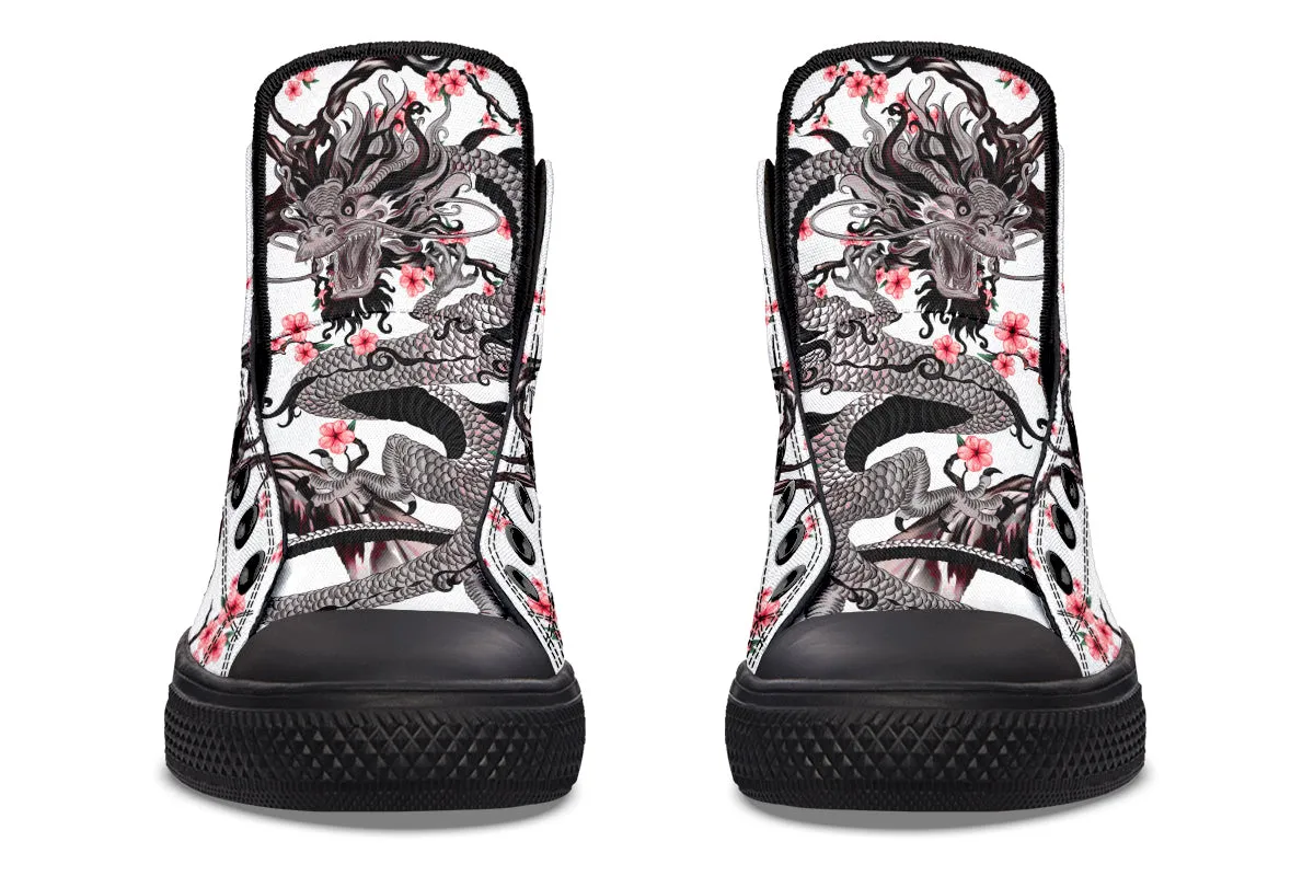 Dragon And Pink Cherry Blossom