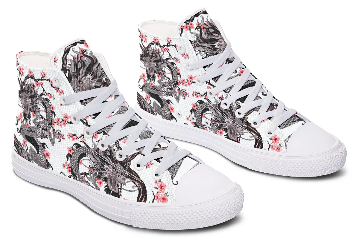 Dragon And Pink Cherry Blossom