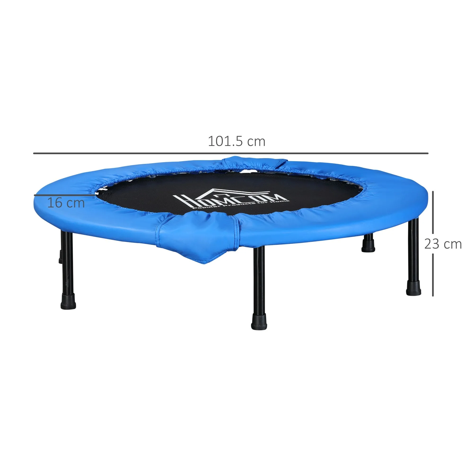 EASYCOMFORT Trampolino Elastico Fitness Pieghevole da Giardino, Φ101.5 x 23cm, Blu e Nero