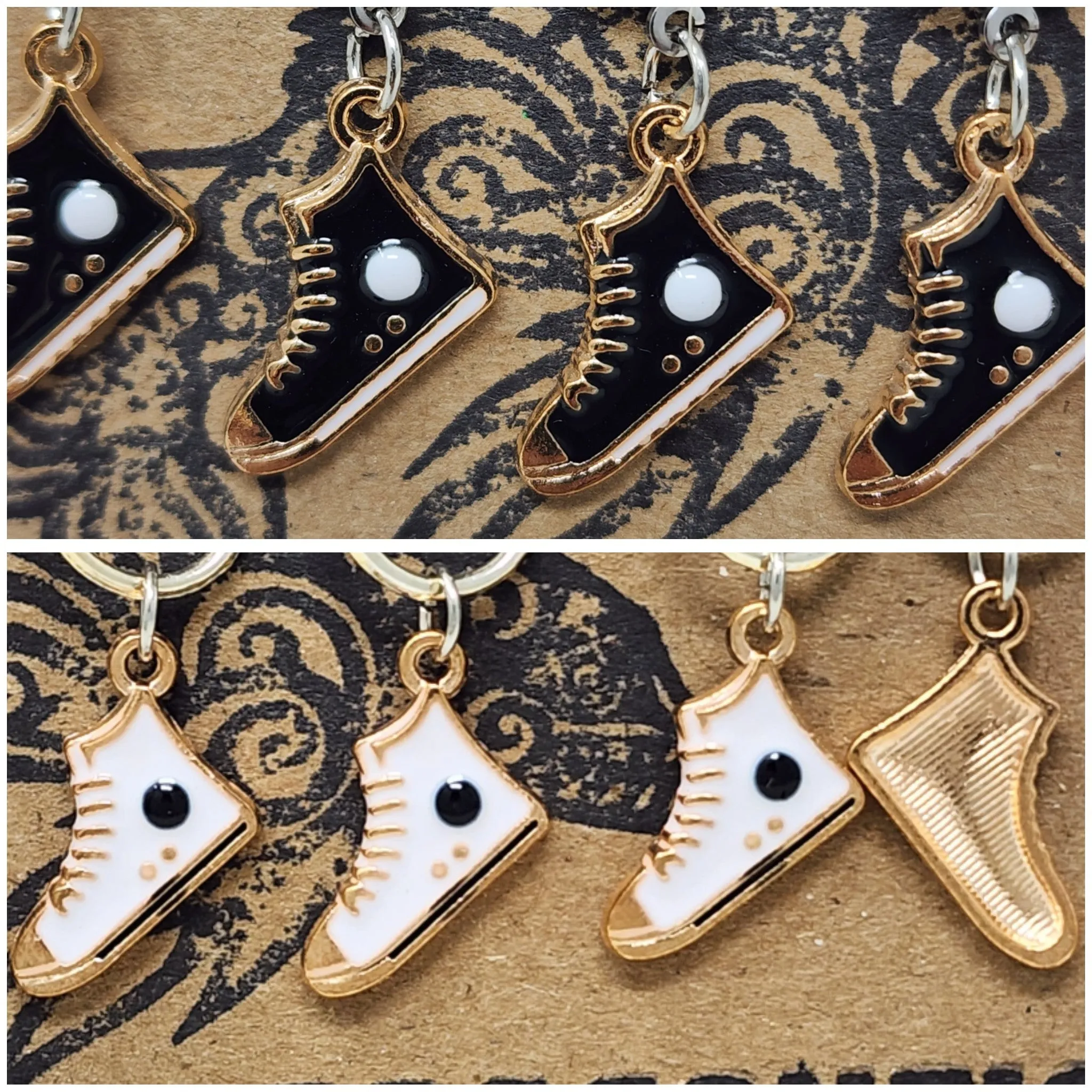 Enamel Chuck Tennie Hightops Stitch Markers - set of 5