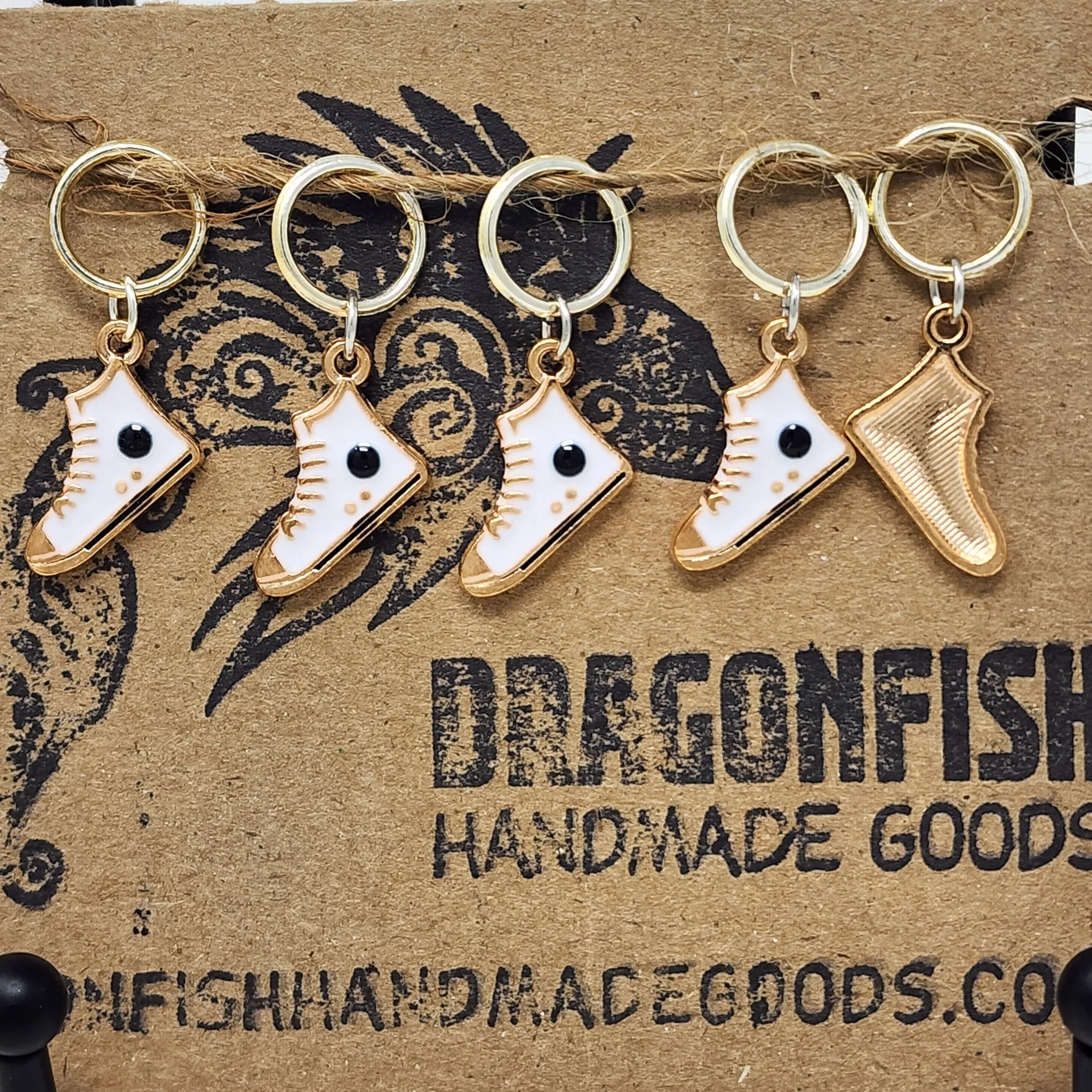 Enamel Chuck Tennie Hightops Stitch Markers - set of 5