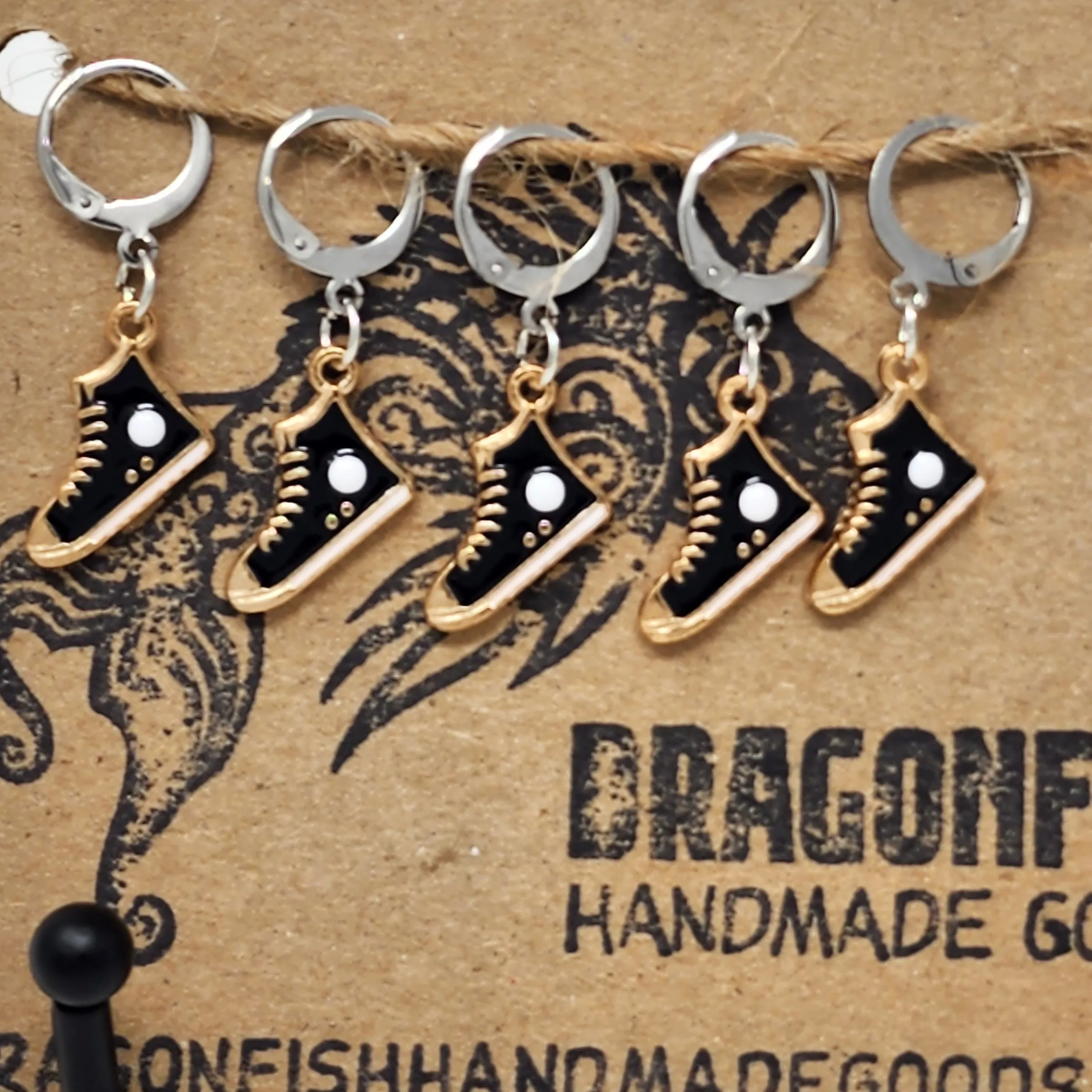 Enamel Chuck Tennie Hightops Stitch Markers - set of 5