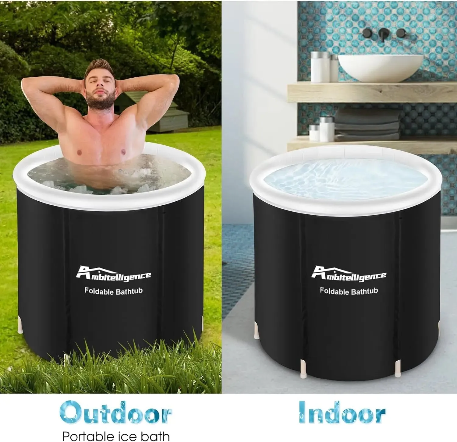 Fitness Rehab Ice Tub Recovery Ice Tub Foldable Bathtub Outdoor Portable Cold Water Therapy Tub Fitness Rehab Ice Tub For Athletes Long Lasting Insulated Ice Tub, Spa Soaking Bucket