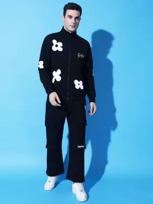 FLOWER Print Zipper Tracksuit