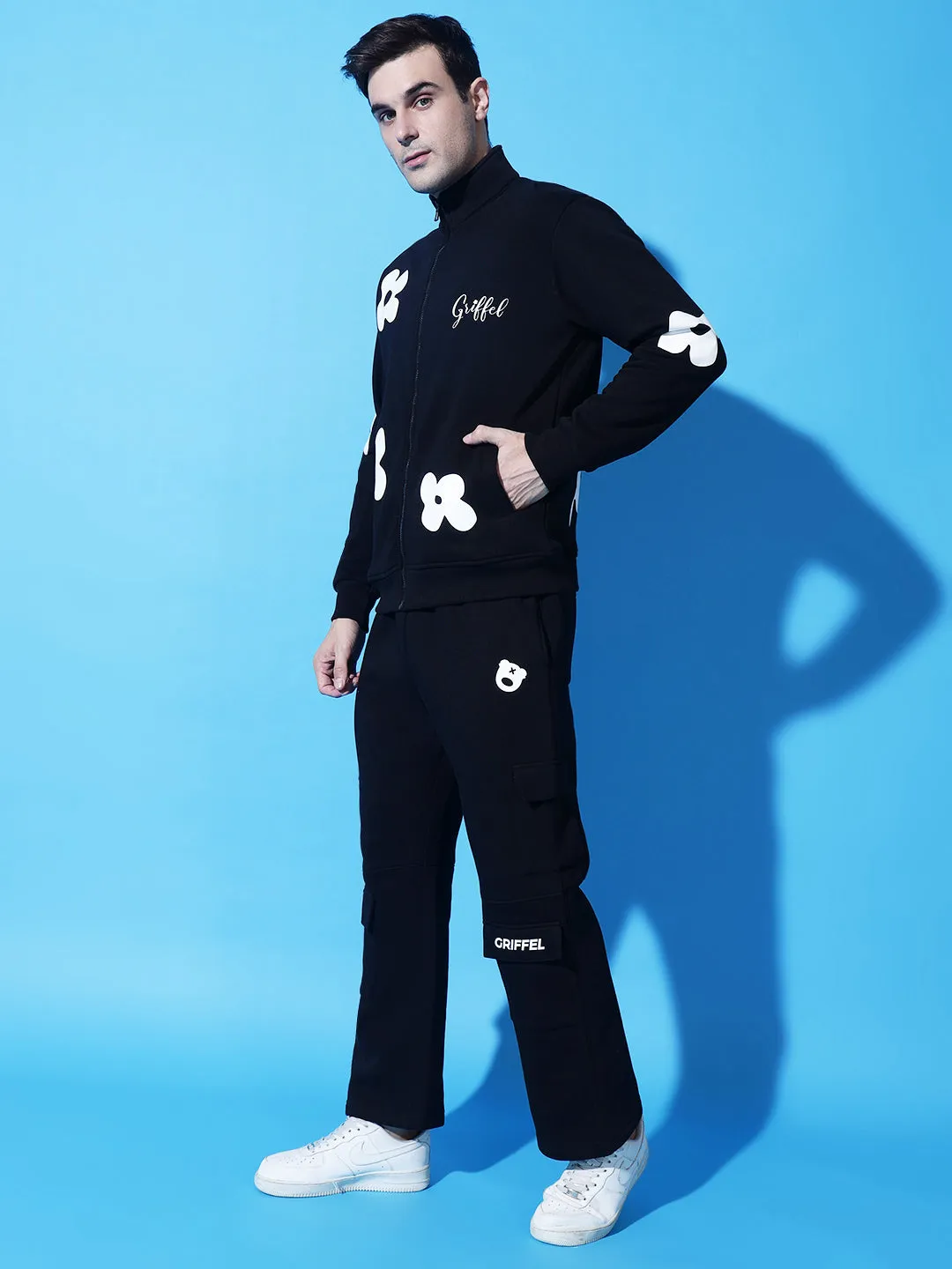 FLOWER Print Zipper Tracksuit
