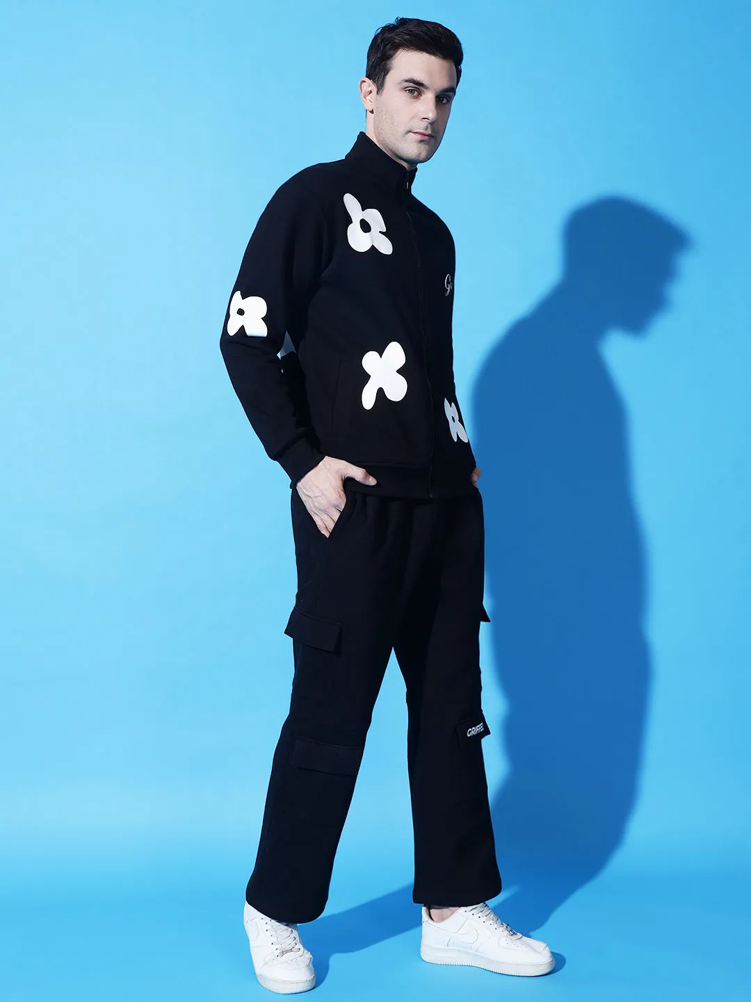 FLOWER Print Zipper Tracksuit