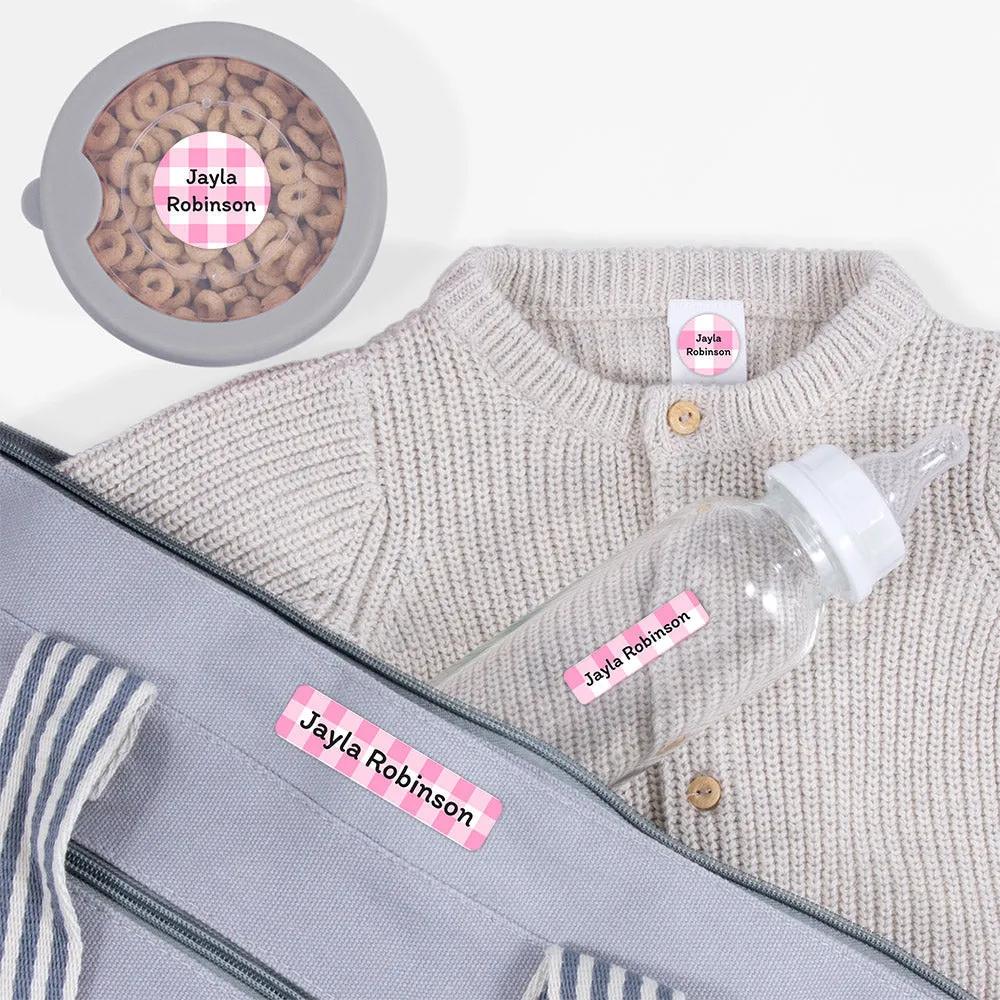 Gingham Daycare Labels Pack