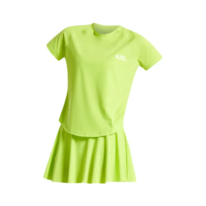 Green stretchy material shirt and skirt set (without bra)