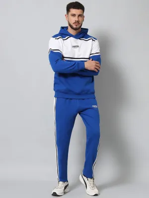 Griffel Men's Color Blocked Front Logo Fleece Zipper and Jogger Full set Royal Tracksuit