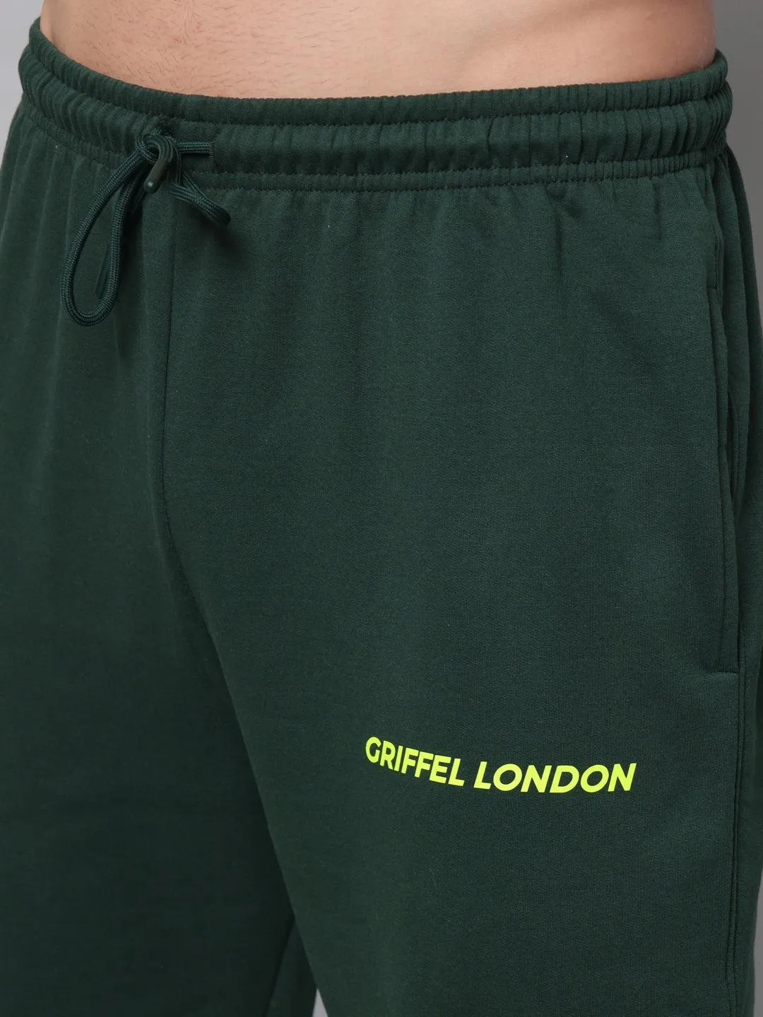 Griffel Men's Front Logo Fleece Zipper and Jogger Full set Green Tracksuit