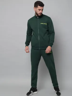 Griffel Men's Front Logo Fleece Zipper and Jogger Full set Green Tracksuit