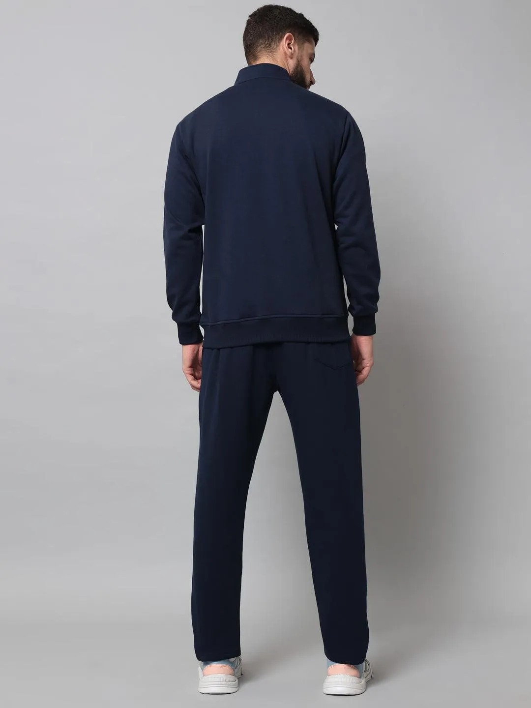 Griffel Men's Front Logo Fleece Zipper and Jogger Full set Navy Tracksuit