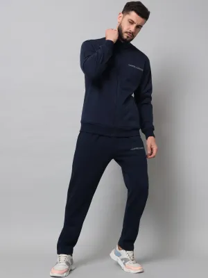 Griffel Men's Front Logo Fleece Zipper and Jogger Full set Navy Tracksuit