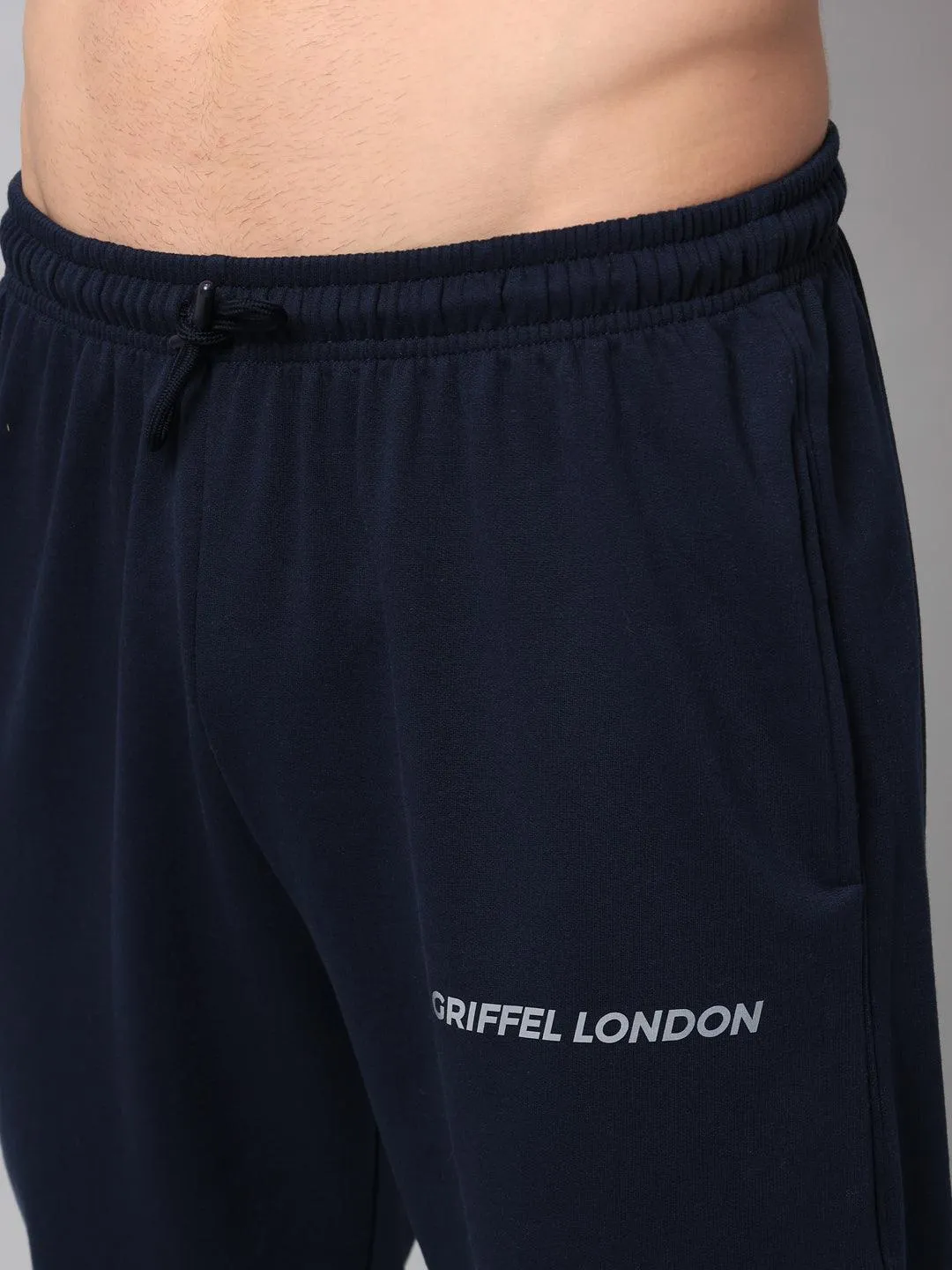 Griffel Men's Front Logo Fleece Zipper and Jogger Full set Navy Tracksuit