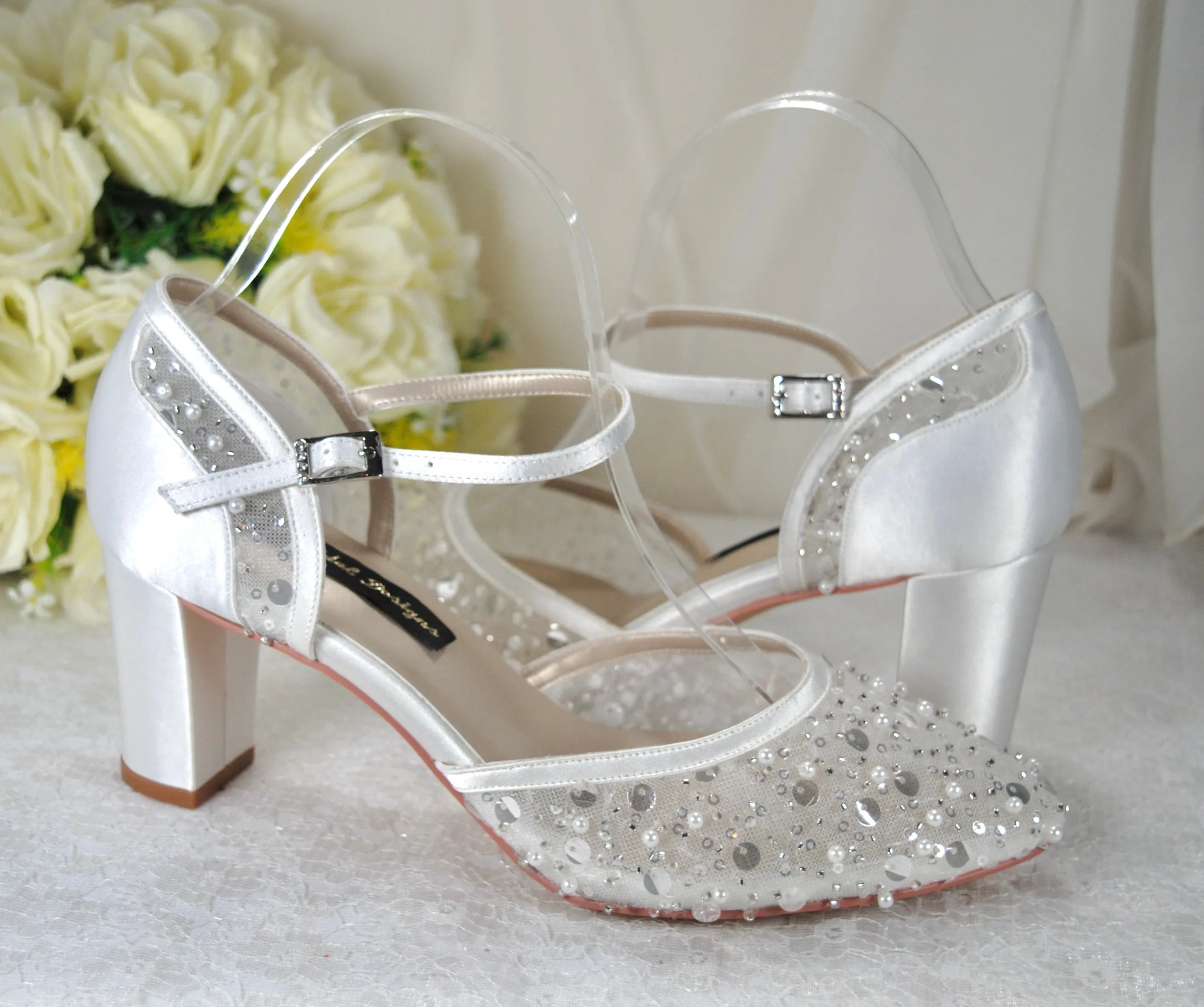 Hand Beaded Block Heels