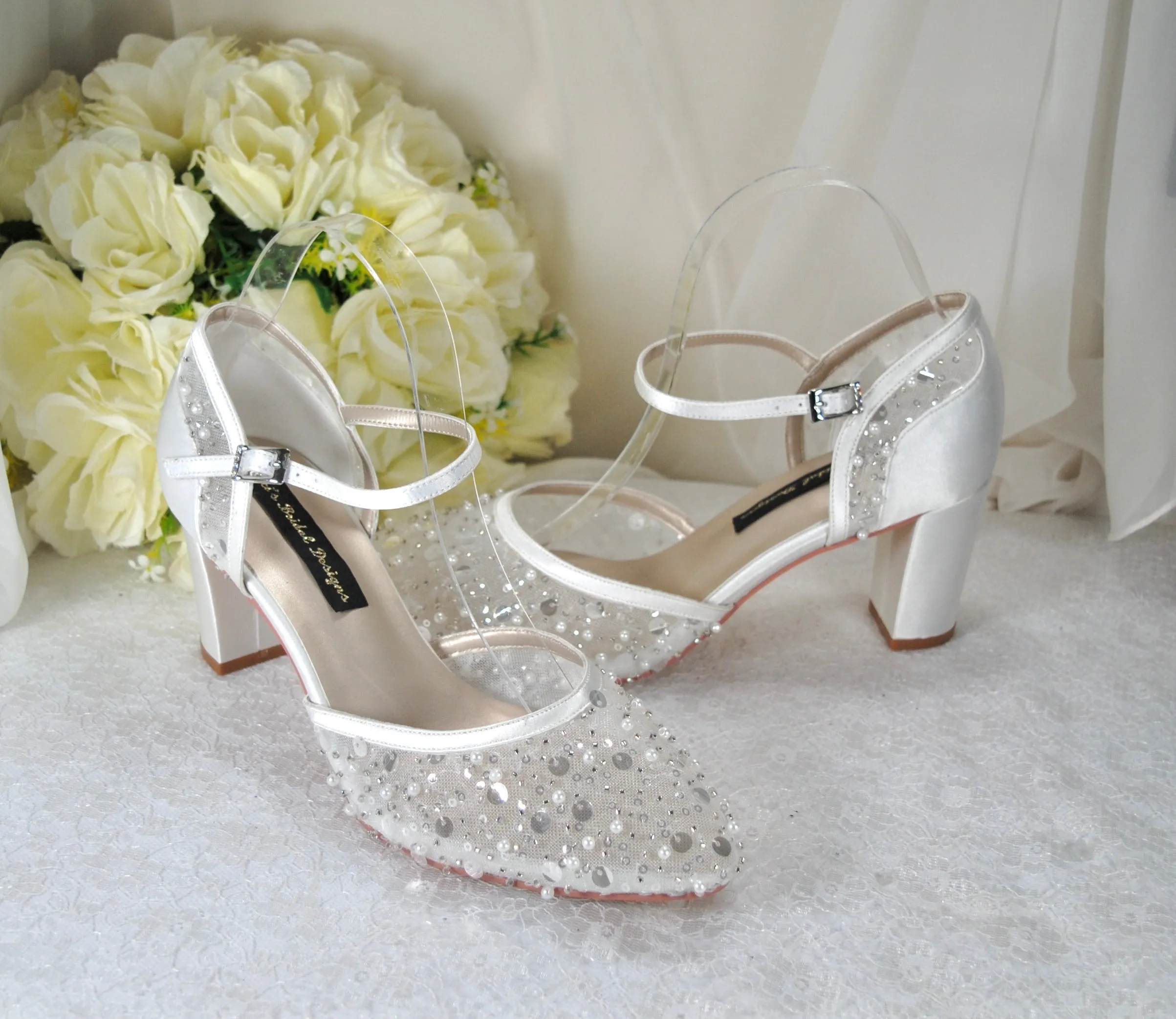 Hand Beaded Block Heels