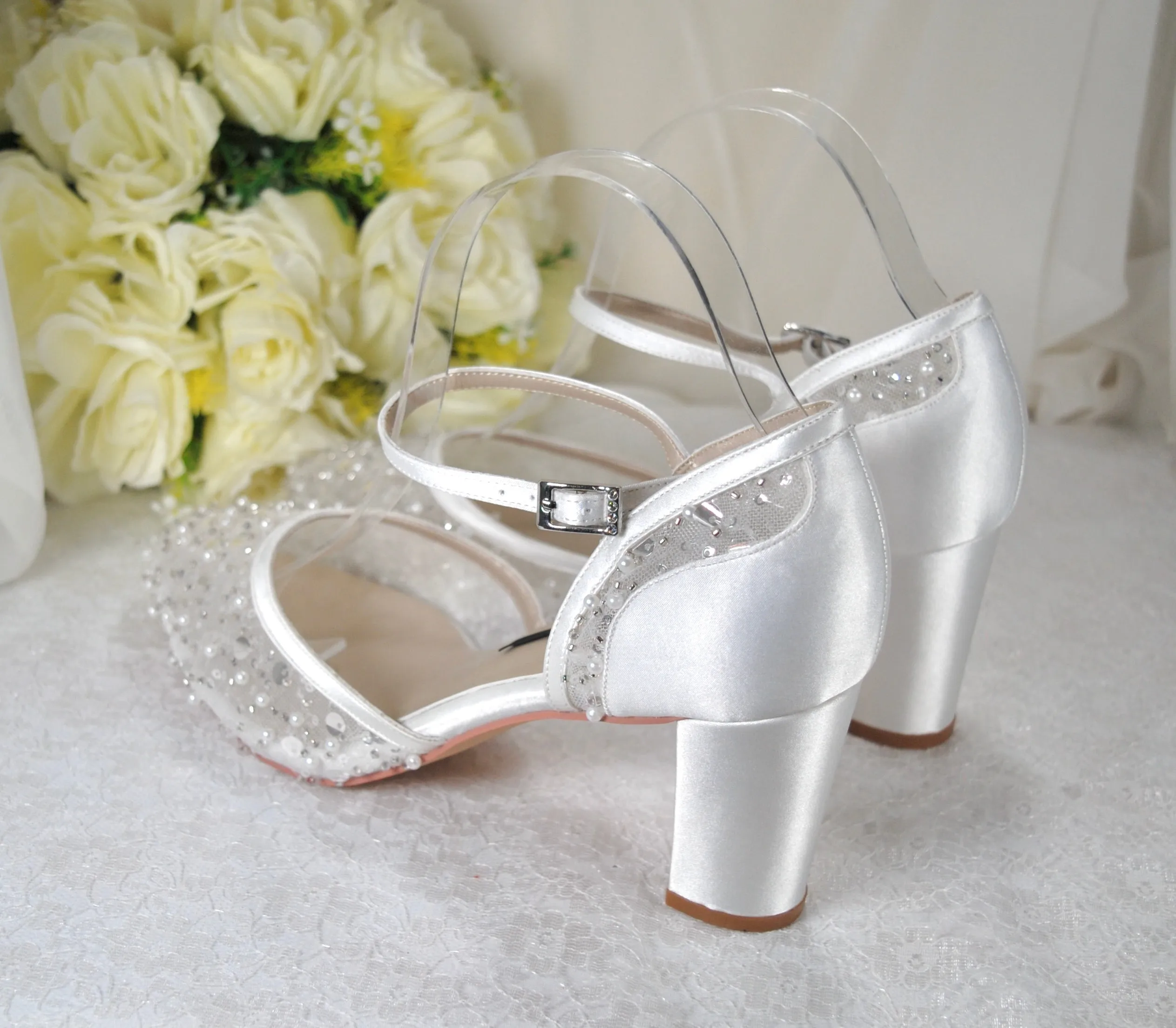 Hand Beaded Block Heels