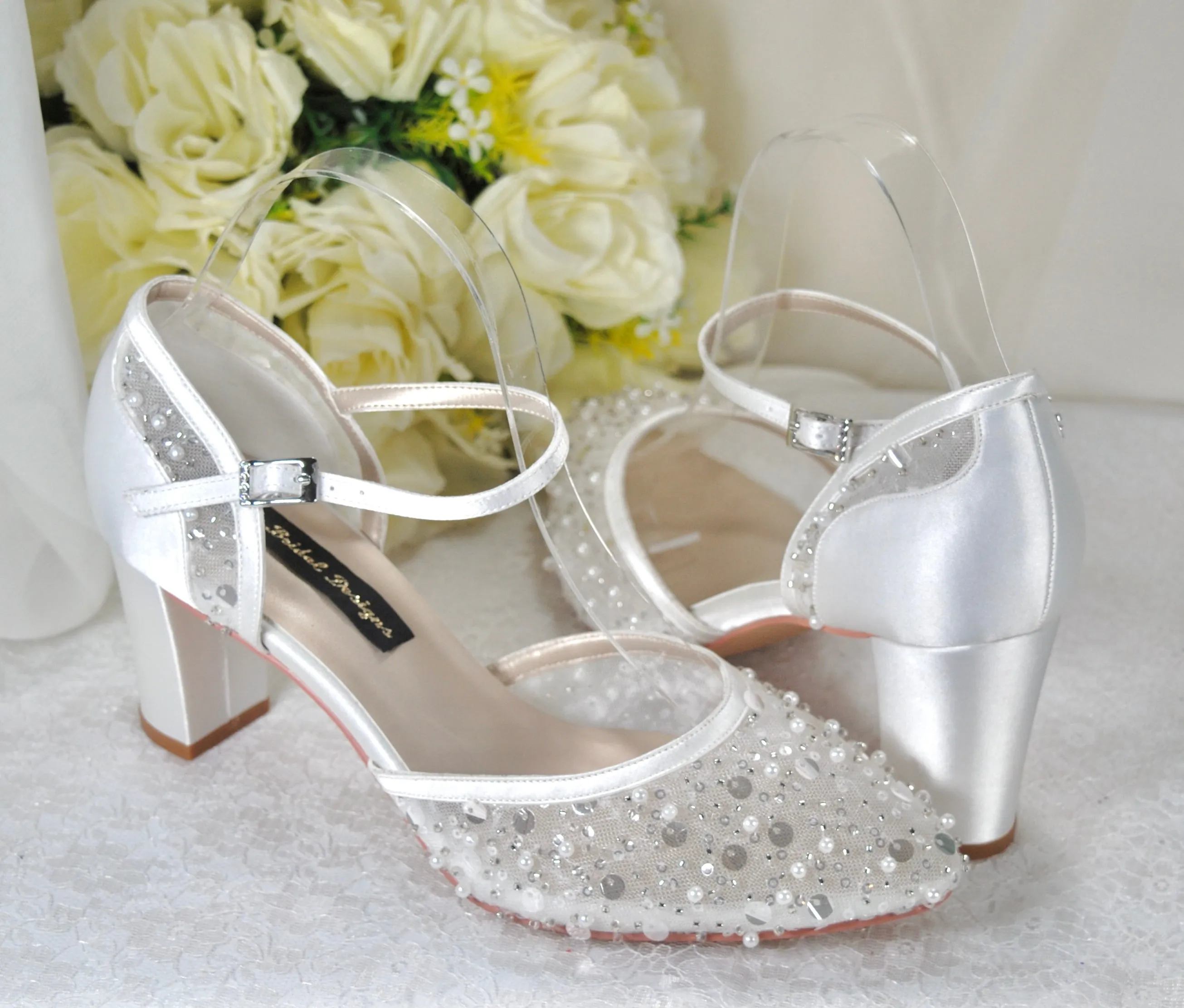 Hand Beaded Block Heels