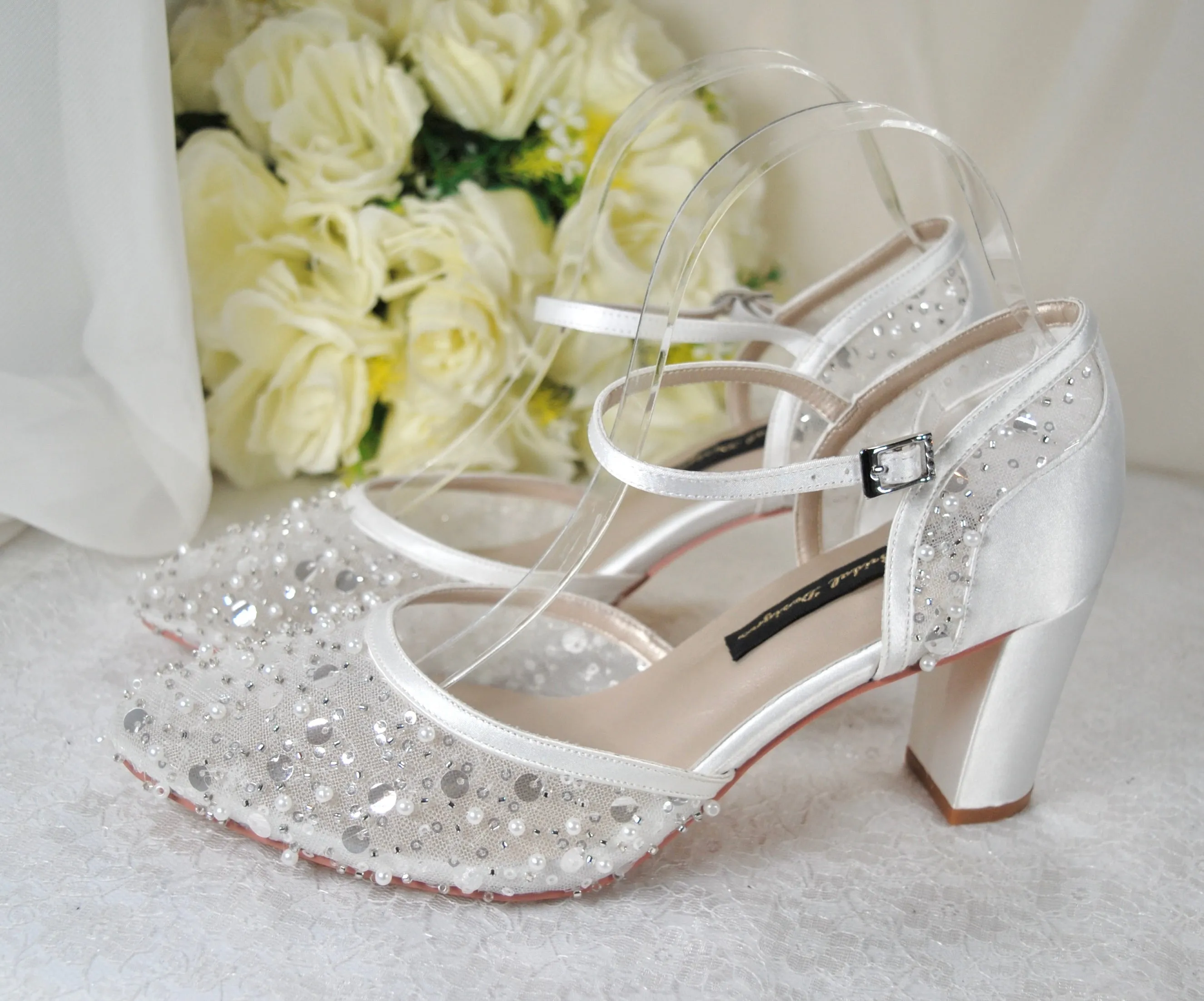Hand Beaded Block Heels