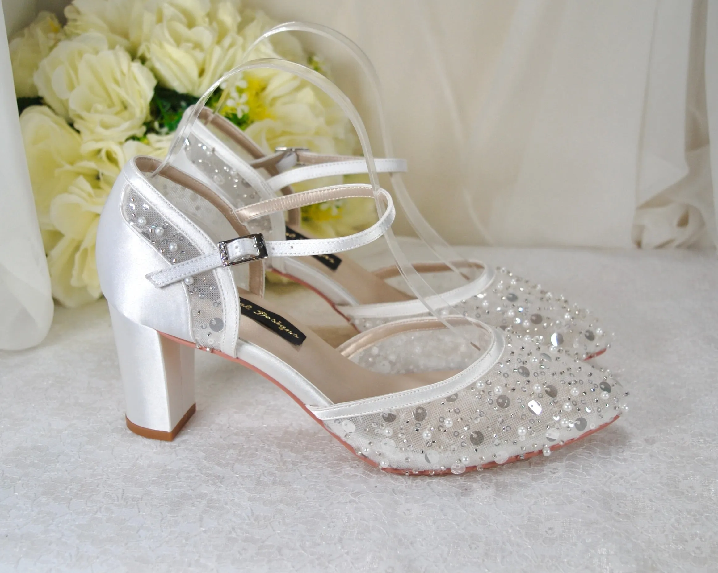 Hand Beaded Block Heels
