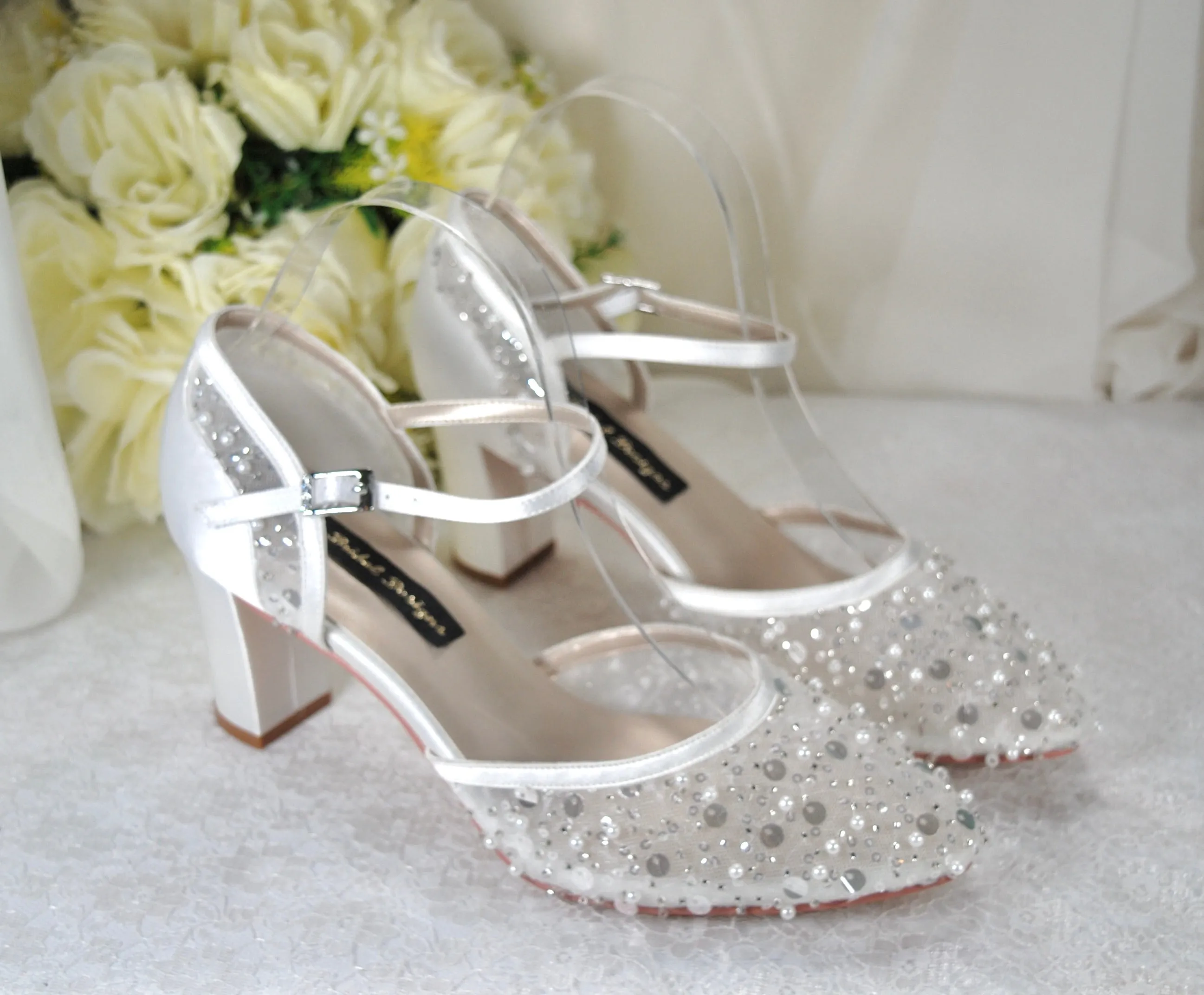 Hand Beaded Block Heels