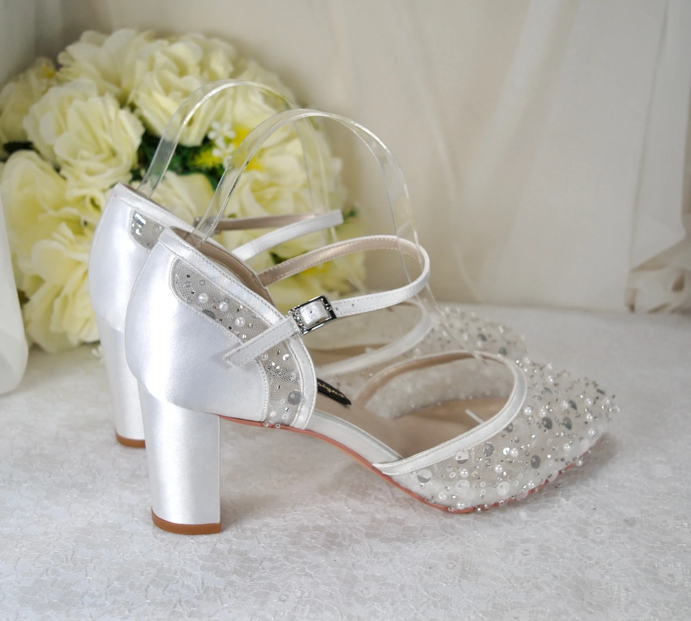 Hand Beaded Block Heels