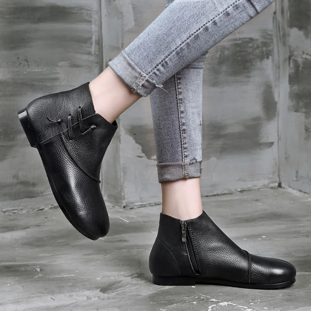 Handmade Leather Retro Casual Soft Bottom Ankle Boots | Gift Shoes