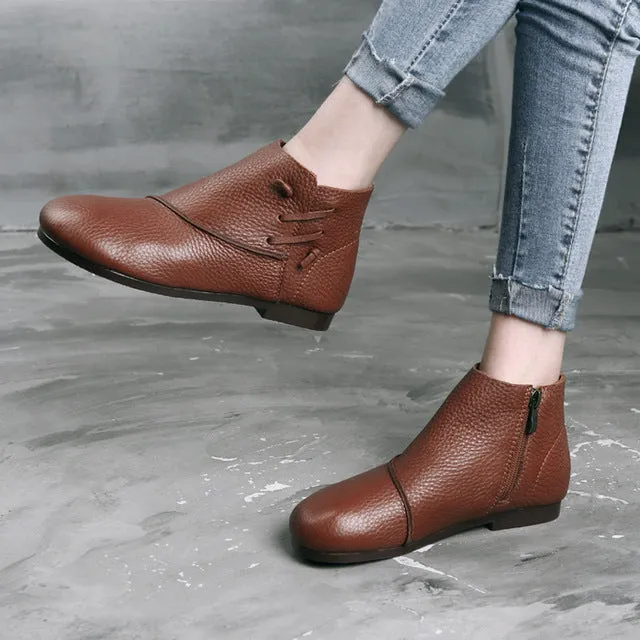 Handmade Leather Retro Casual Soft Bottom Ankle Boots | Gift Shoes