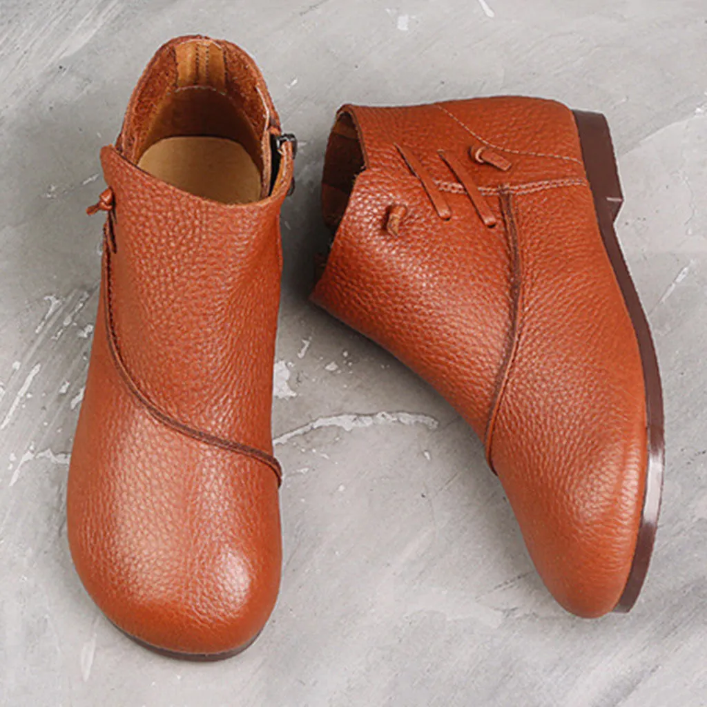 Handmade Leather Retro Casual Soft Bottom Ankle Boots | Gift Shoes
