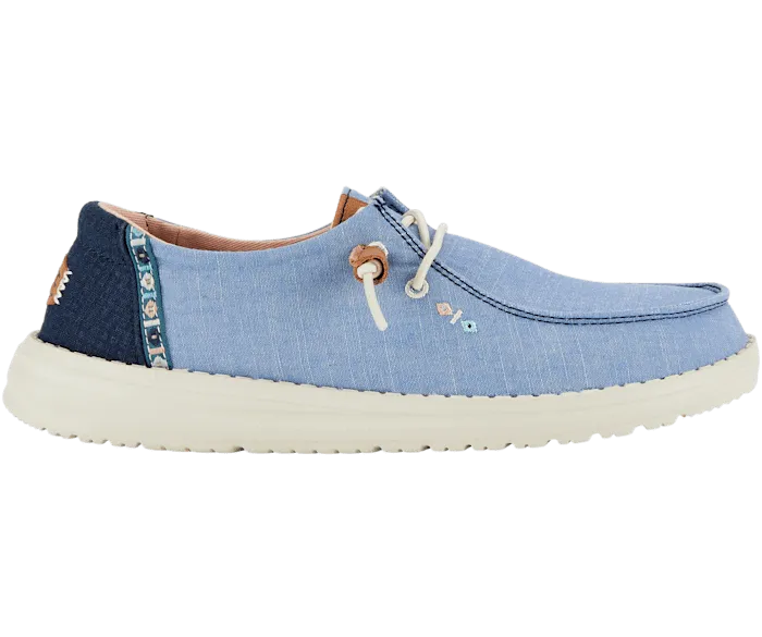 HEYDUDE Wendy Chambray Boho Canvas Shoe - Blue