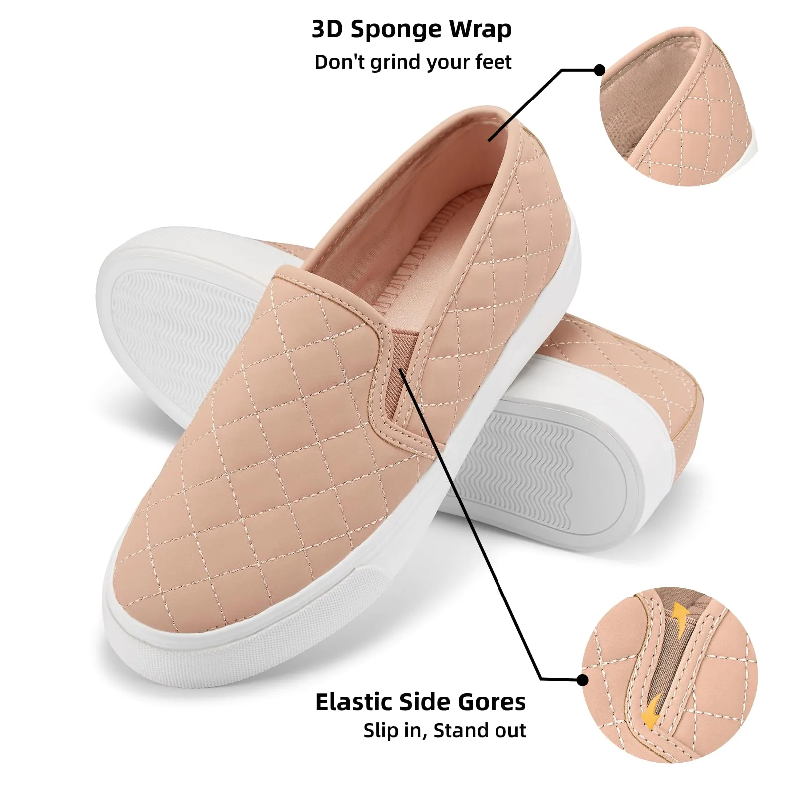 JENN ARDOR Women's Slip On Sneakers Fashion Flats Shoes Comfortable Casual Shoes for Walking