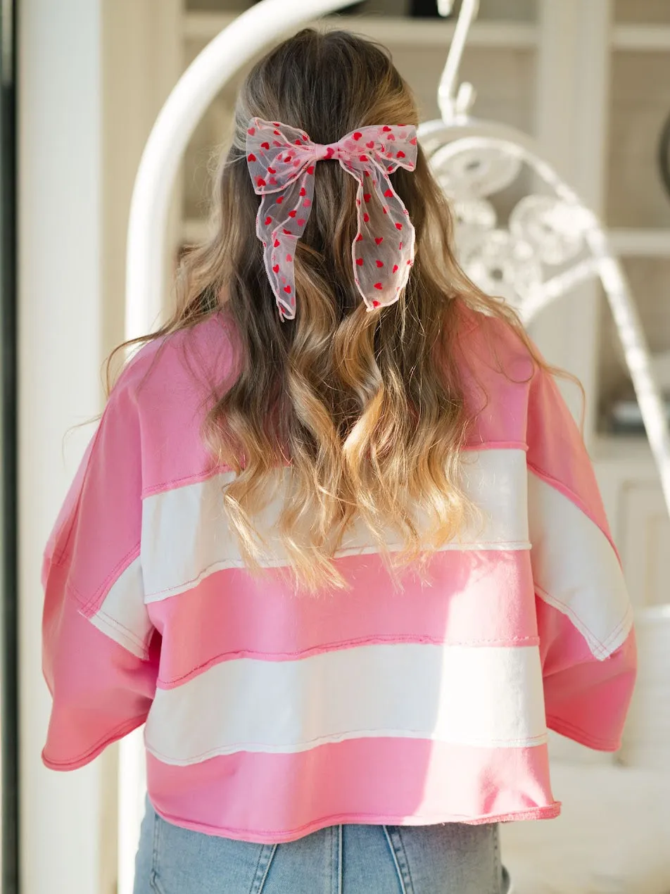 Meg Color Block Washed Tee - Pink