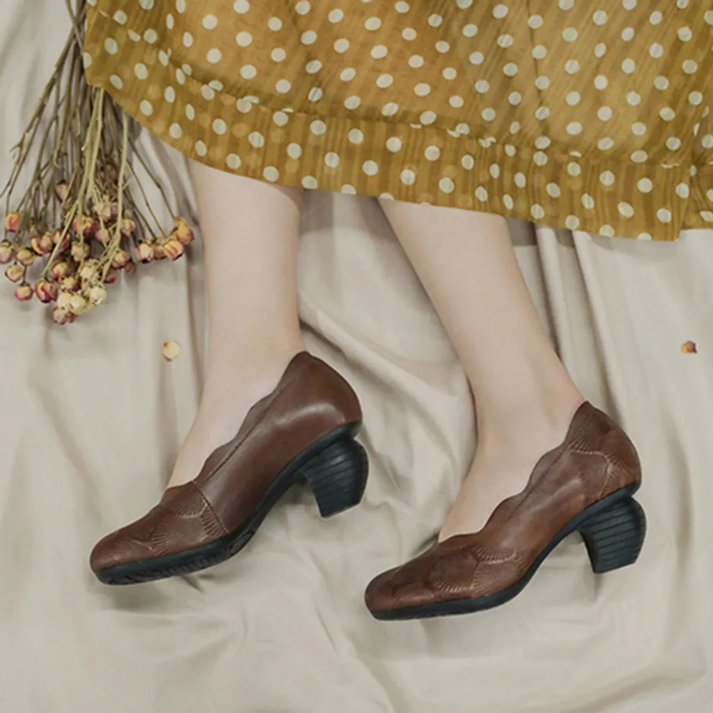 Middle Heel Vintage Women's Shoes Pumps