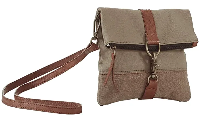 Mona B Finley Canvas Bag Recycled Sling Bag For Women and Girls (Olive)
