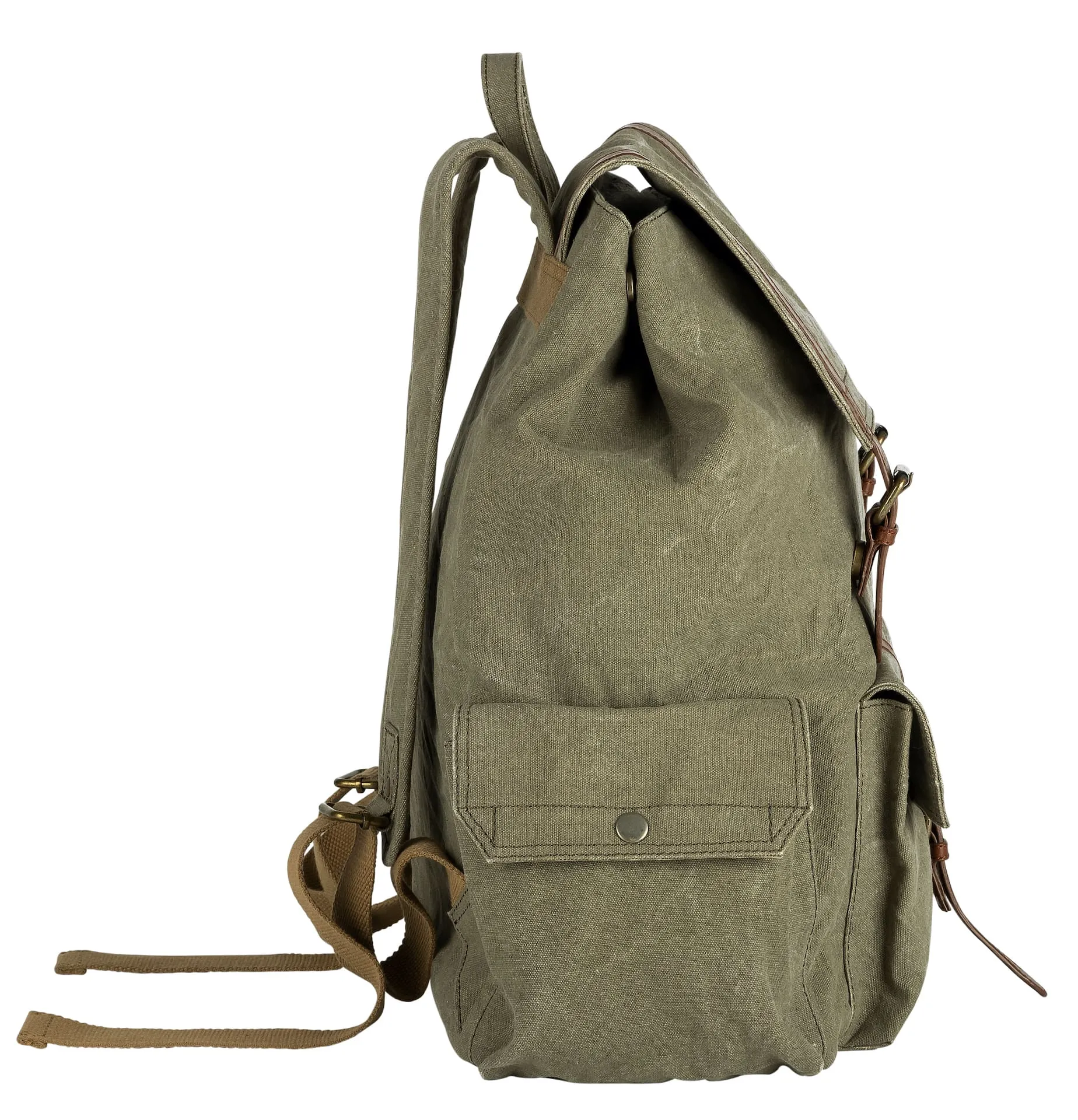 Mona B - moss 100% cotton canvas back pack for offices schools and colleges with 14" laptop sleeve and stylish design