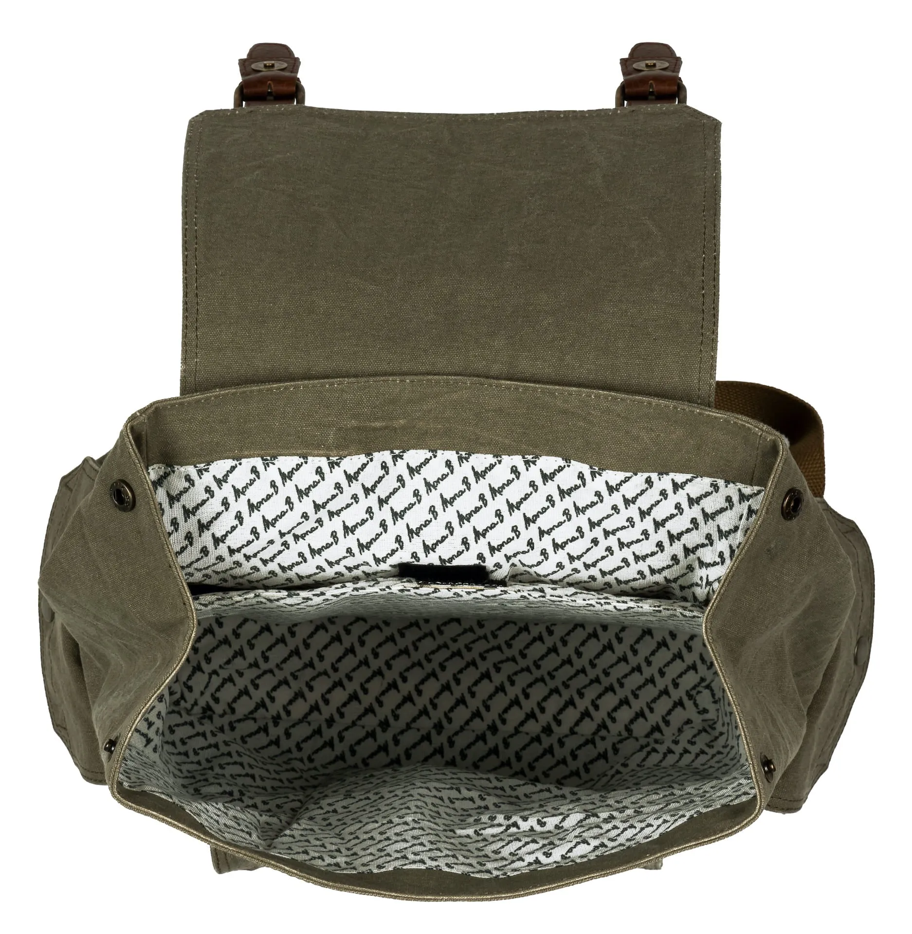 Mona B - moss 100% cotton canvas back pack for offices schools and colleges with 14" laptop sleeve and stylish design