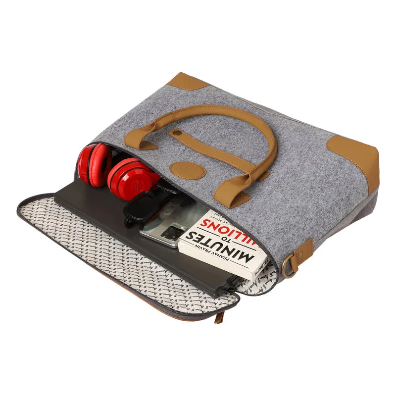 Mona B Unisex Messenger | Small Overnighter Bag for upto 14" Laptop/Mac Book/Tablet with Stylish Design: Arctic Light Grey