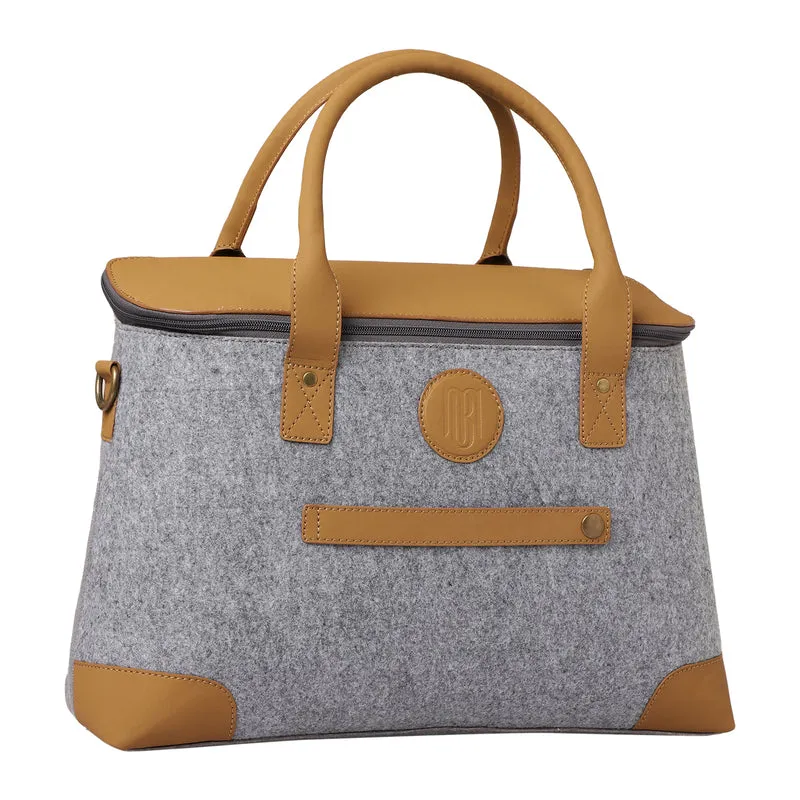 Mona B Unisex Messenger | Small Overnighter Bag for upto 14" Laptop/Mac Book/Tablet with Stylish Design: Arctic Light Grey