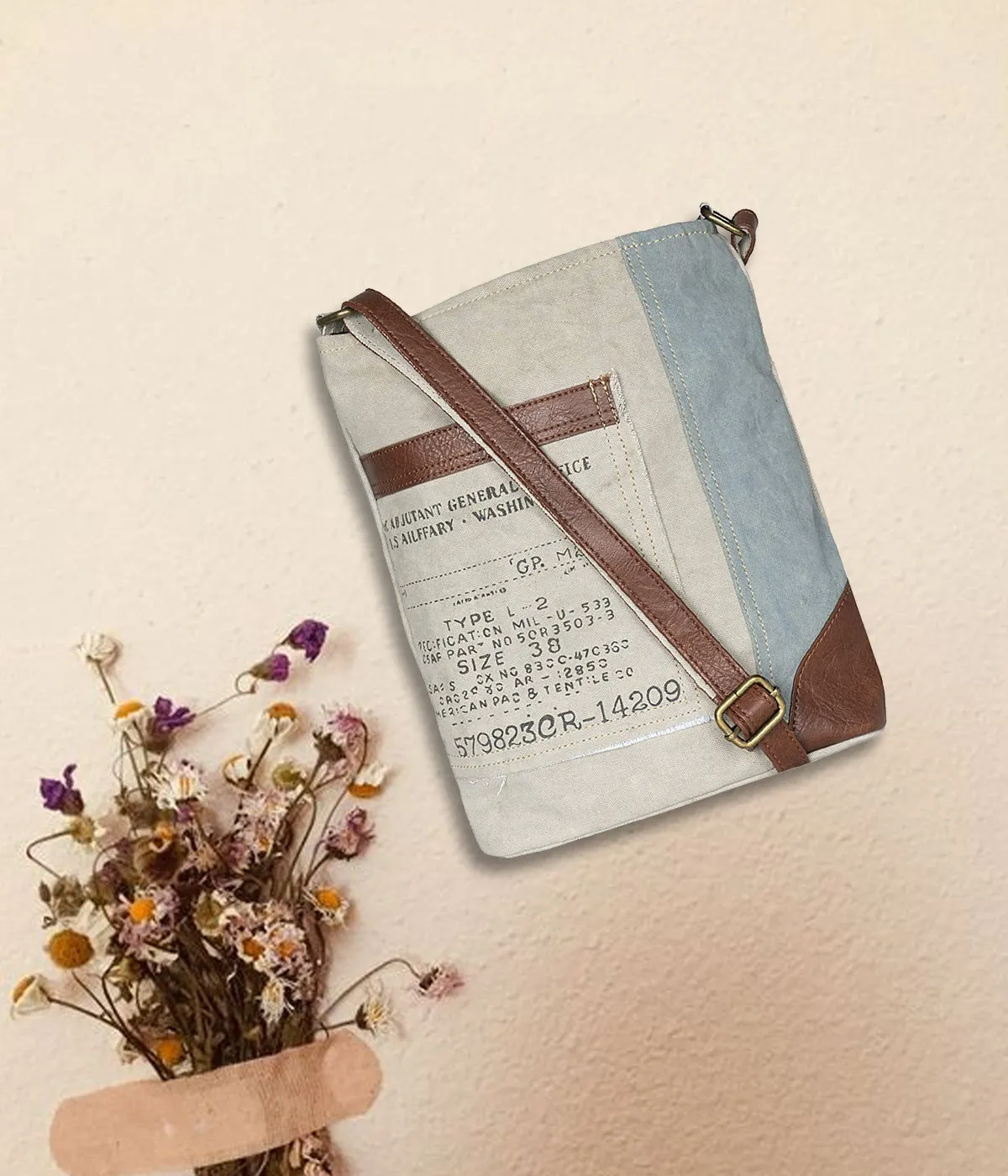 Mona B Women Canvas Messenger Crossbody Vintage Sling Bag (Identified Ice)
