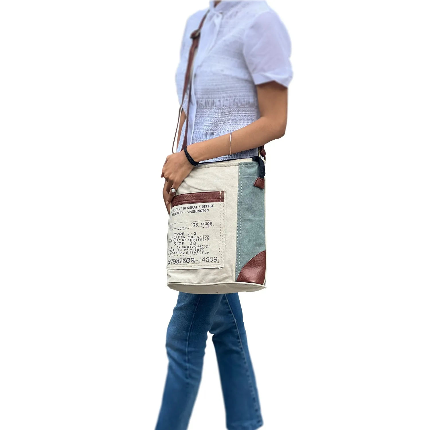Mona B Women Canvas Messenger Crossbody Vintage Sling Bag (Identified Ice)