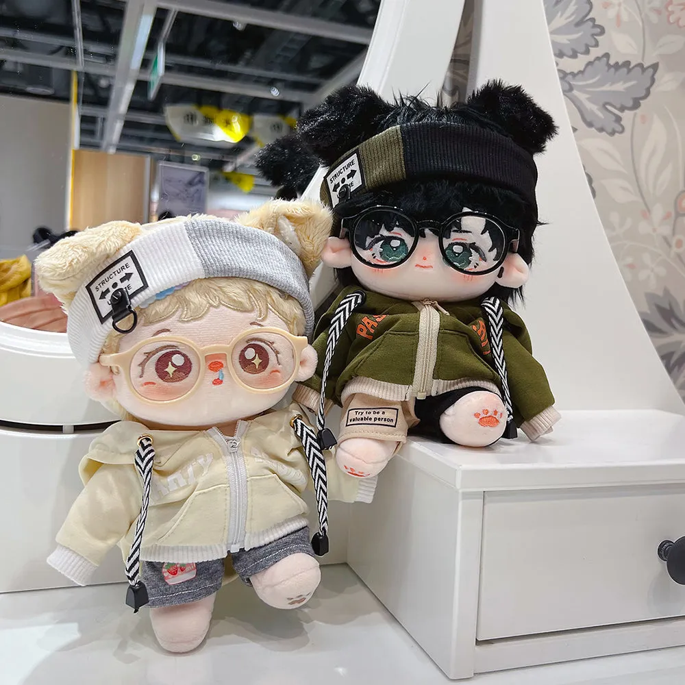 niannyyhouse 15cm 20cm Plush Doll Clothes Loose Headwear Hoodie Pants Glasses Shoes Doll Dressup