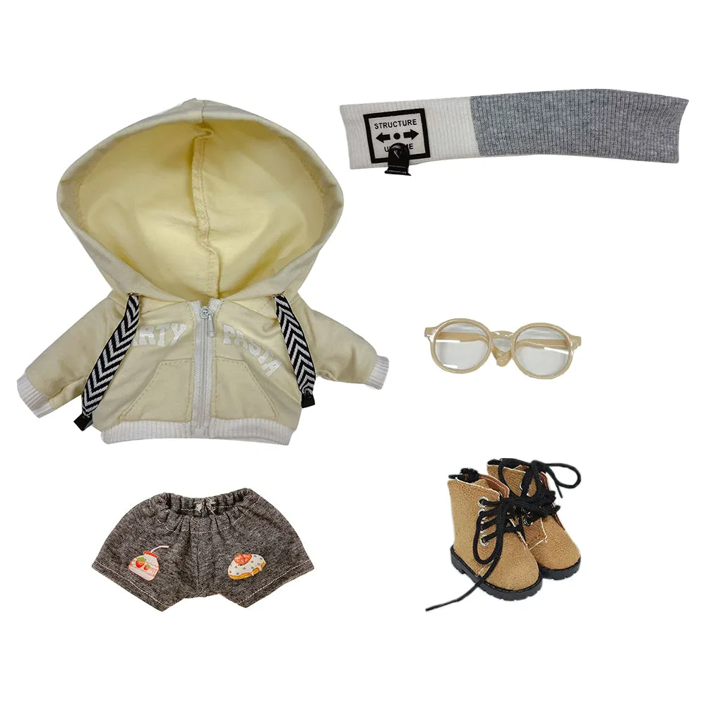 niannyyhouse 15cm 20cm Plush Doll Clothes Loose Headwear Hoodie Pants Glasses Shoes Doll Dressup