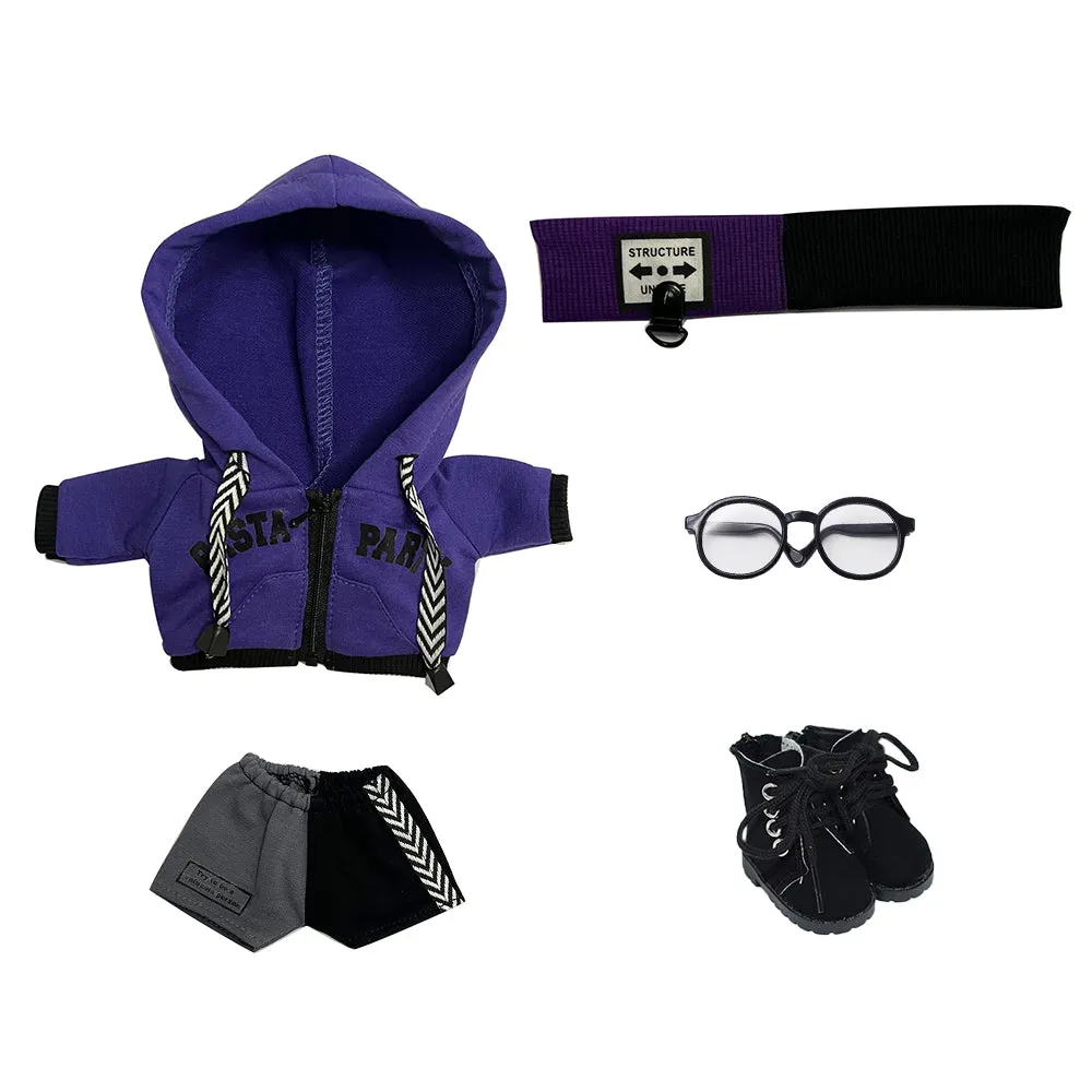 niannyyhouse 15cm 20cm Plush Doll Clothes Loose Headwear Hoodie Pants Glasses Shoes Doll Dressup