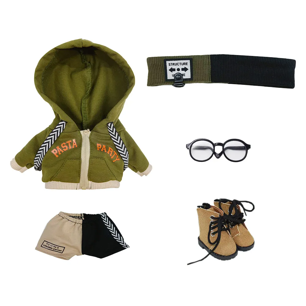 niannyyhouse 15cm 20cm Plush Doll Clothes Loose Headwear Hoodie Pants Glasses Shoes Doll Dressup