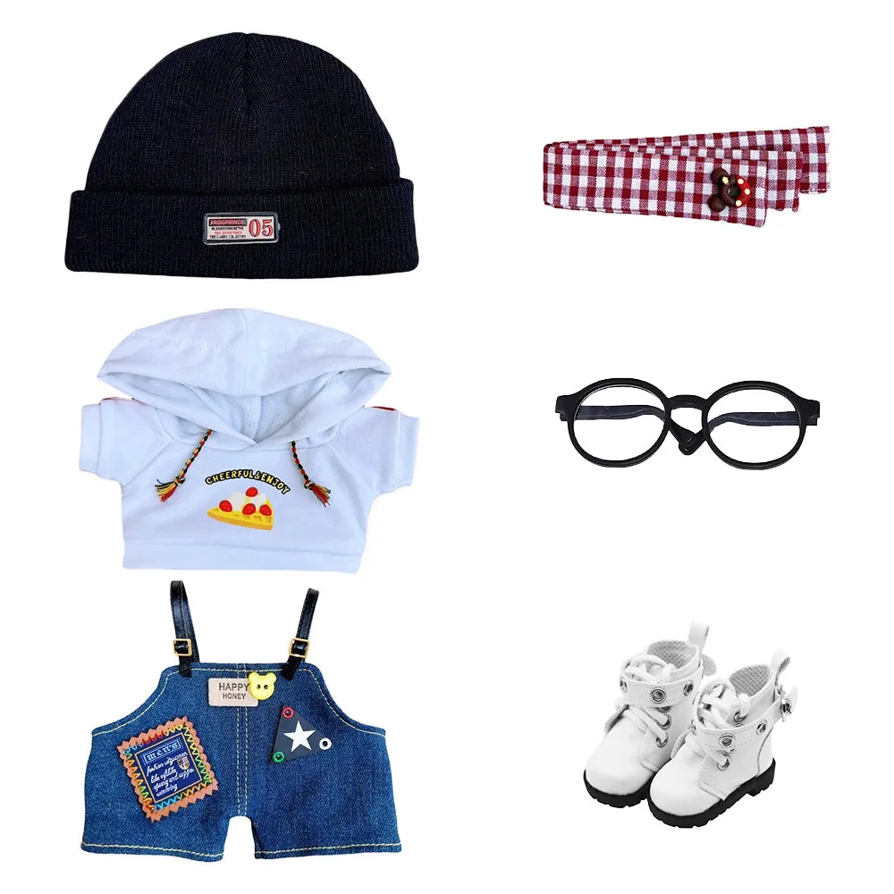 niannyyhouse 15cm 20cm Plush Doll Outfit Scarf Hat Hoodie Bib Pants Glasses Leather Shoes 6in 8in Soft Stuffed Toy Dressup