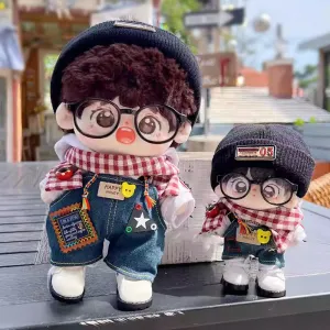 niannyyhouse 15cm 20cm Plush Doll Outfit Scarf Hat Hoodie Bib Pants Glasses Leather Shoes 6in 8in Soft Stuffed Toy Dressup