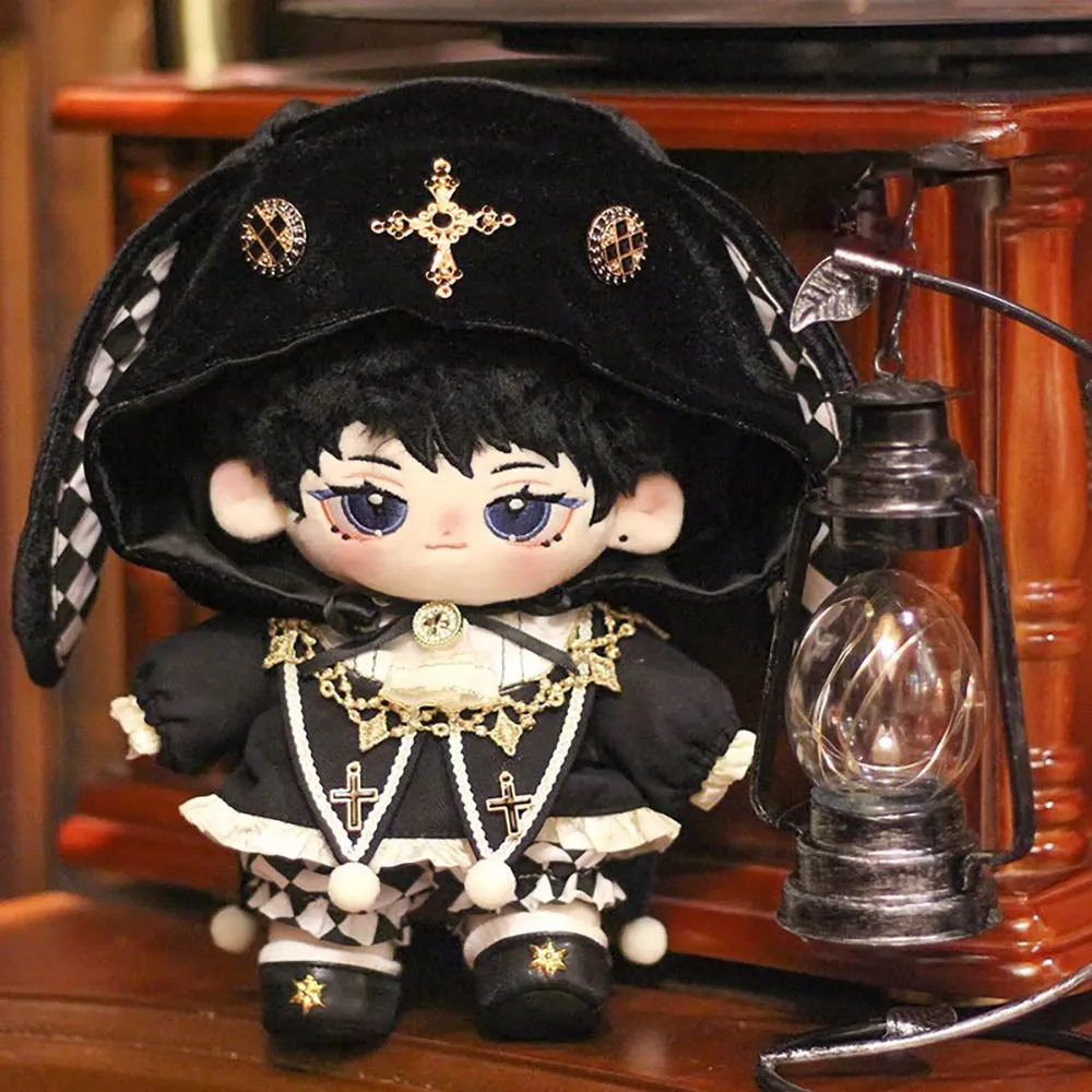 niannyyhouse Hat Coat Plaid Pants Shoes 10cm 15cm 20cm Plush Doll Black Golden Outfit Dress Up Accessories