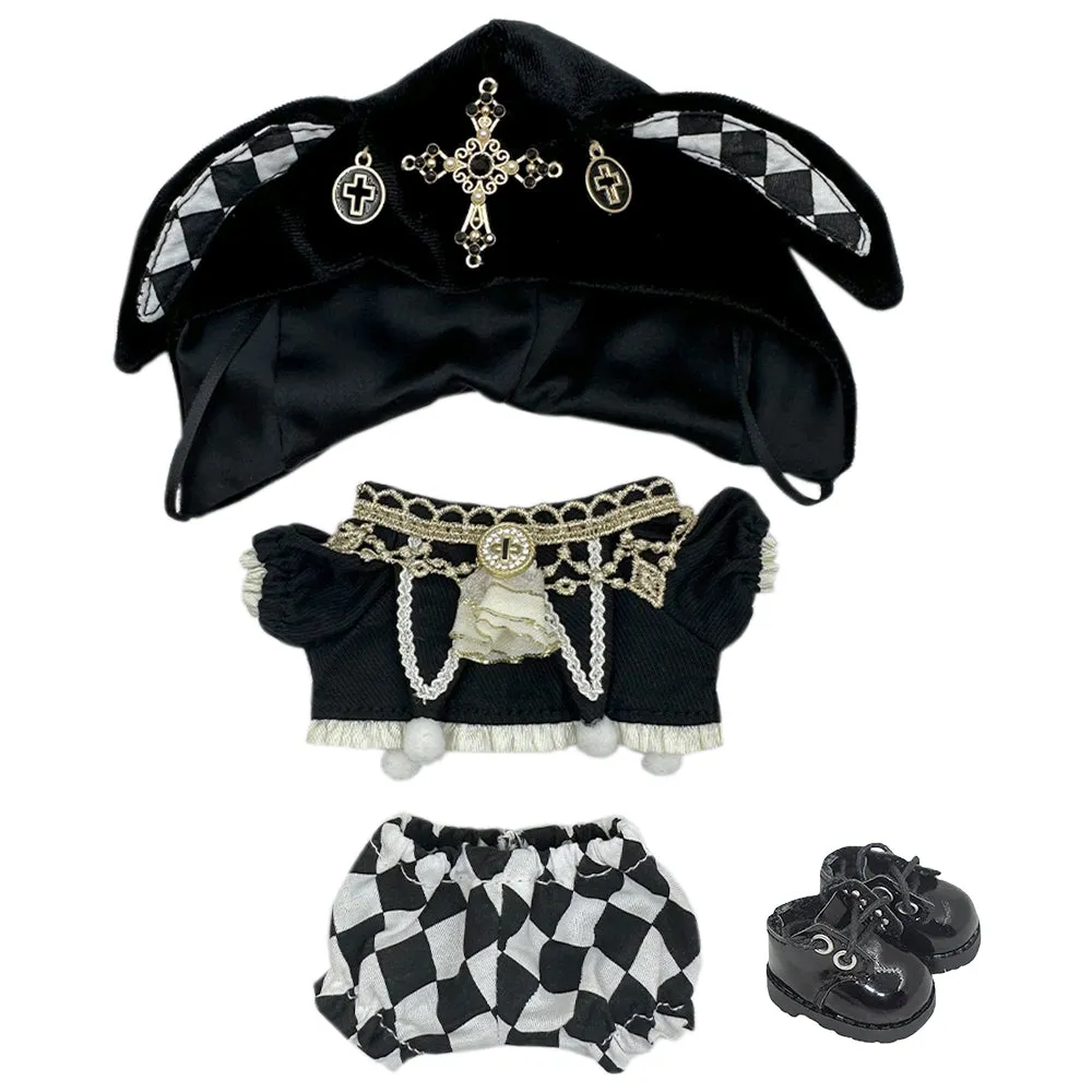 niannyyhouse Hat Coat Plaid Pants Shoes 10cm 15cm 20cm Plush Doll Black Golden Outfit Dress Up Accessories